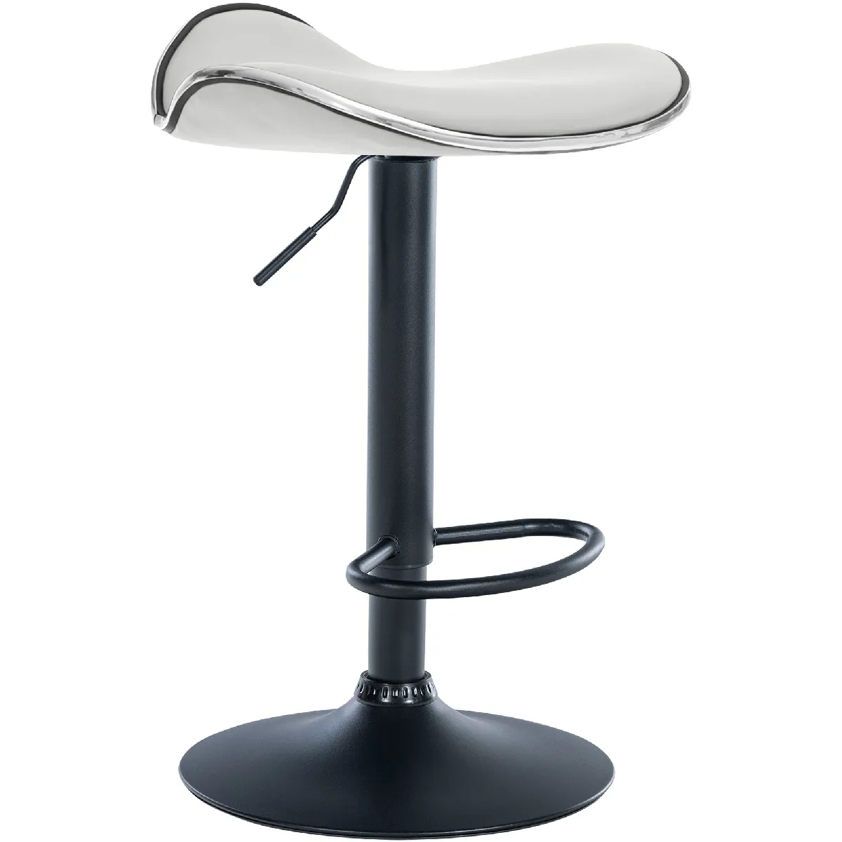 Tabouret De Bar Shanghai Simili Cuir Noir Blanc