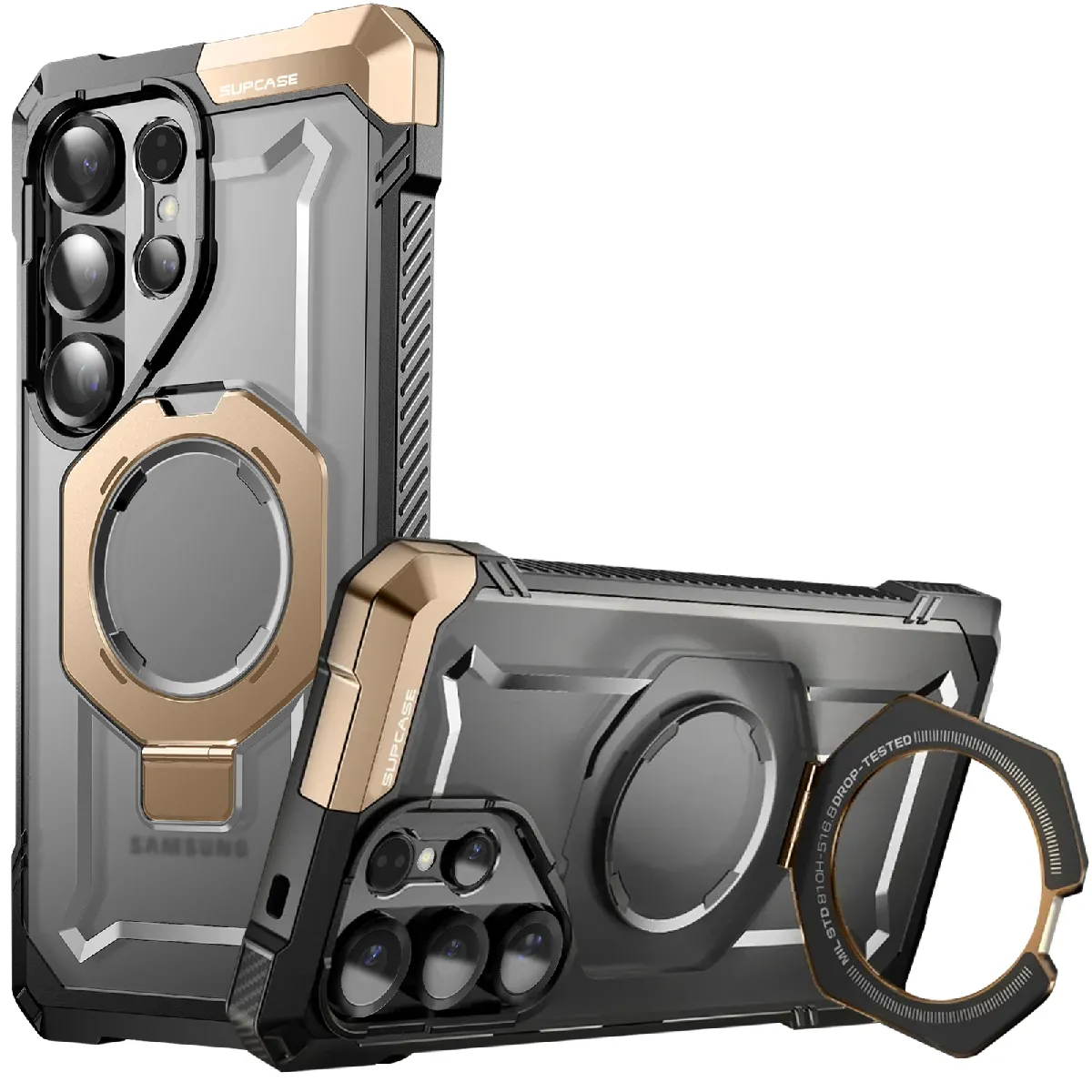 Coque Pour Samsung S25 Ultra Antichoc Anneau Magsafe Support Vidéo Dorée Supcase