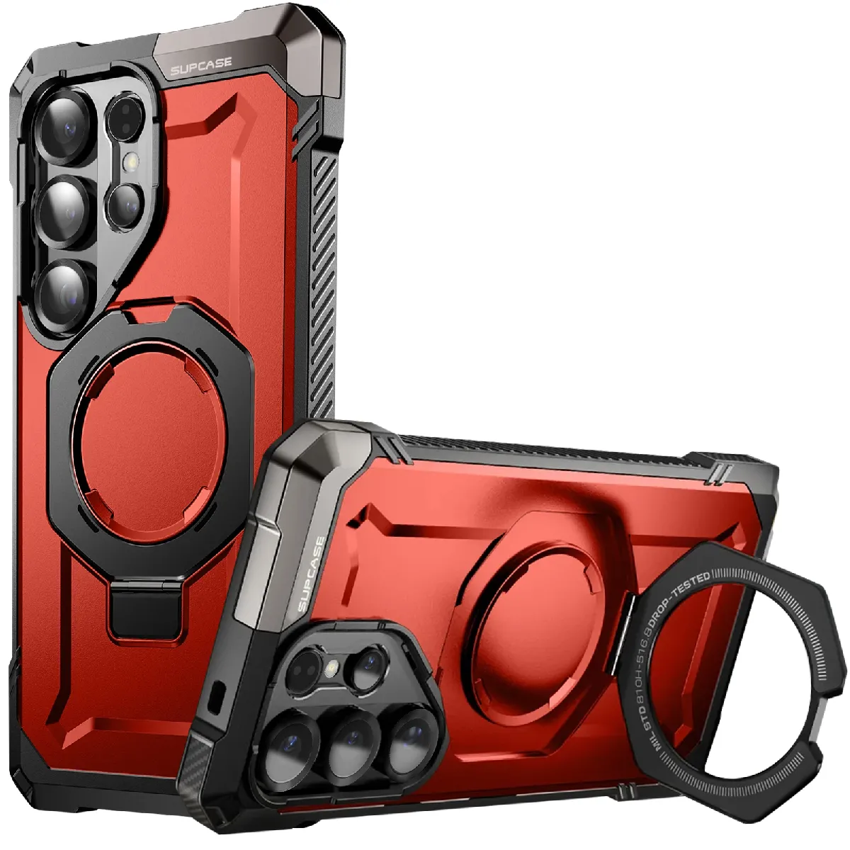 Coque Pour Samsung S25 Ultra Antichoc Anneau Magsafe Support Vidéo Rouge Supcase