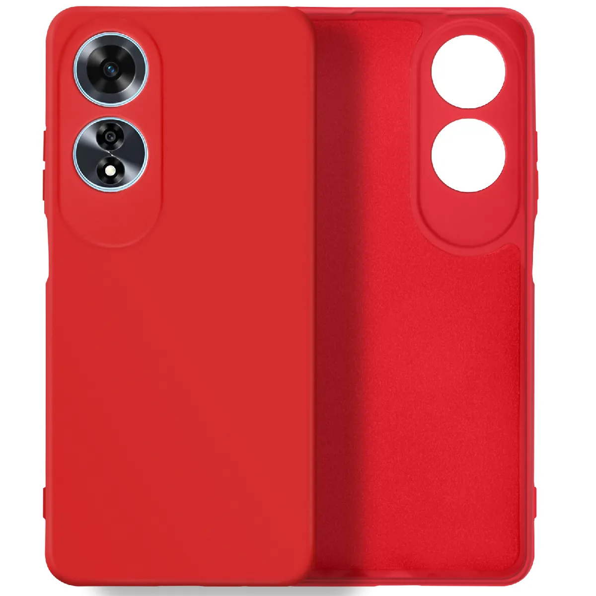 Avizar Coque pour Oppo A60 Semi-rigide Soft-touch Anti-traces Rouge