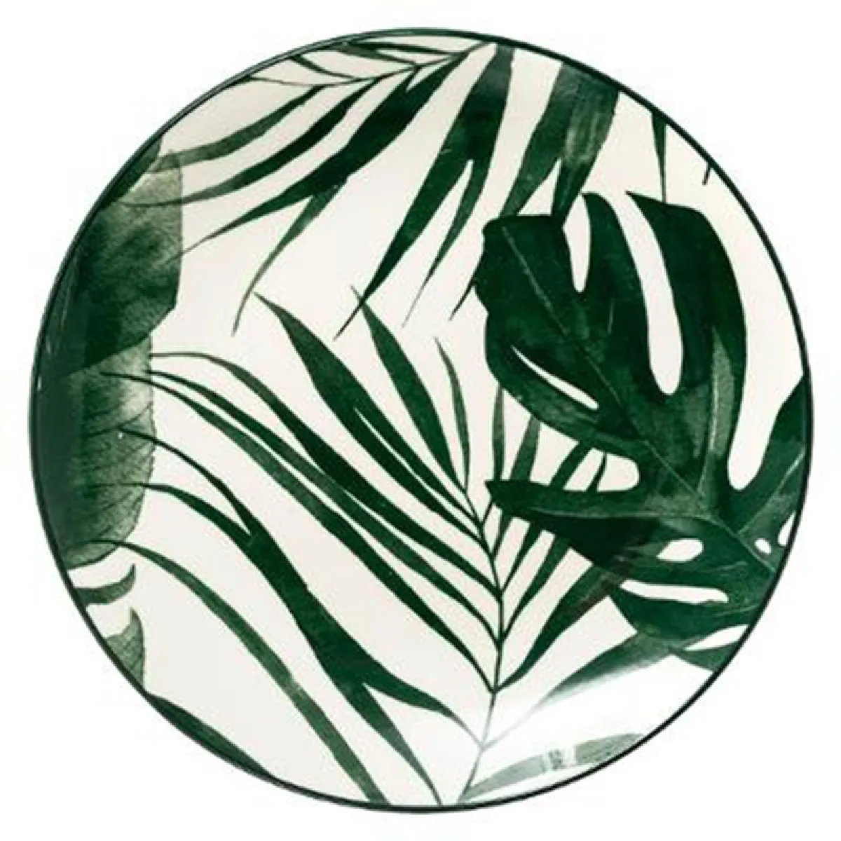 Lot De 6 Assiettes Creuses "palme" D20cm Vert - Sg Secret De Gourmet
