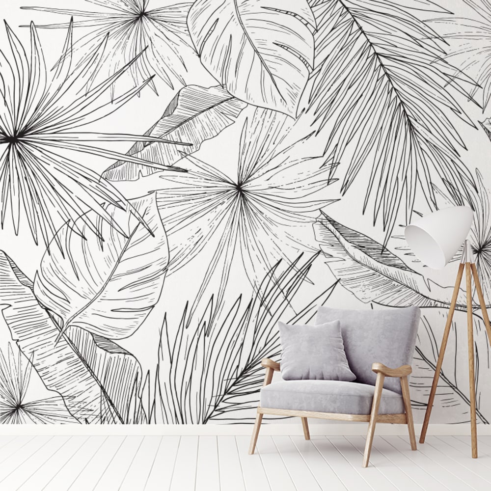 Papier peint panoramique - Lamnar - Noir - intissé: 150g/m² - 7 lés: 336x270cm