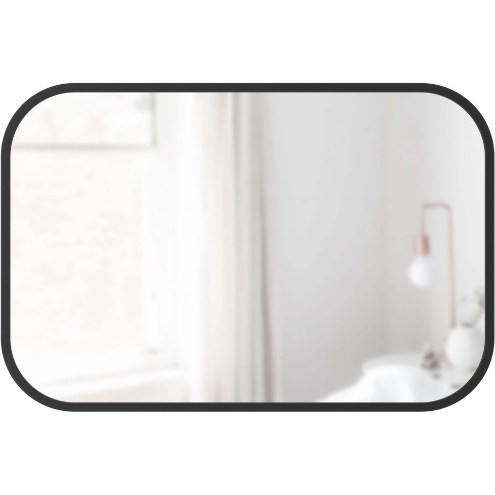 Miroir rectangle à suspendre contour caoutchouc noir 61x91cm