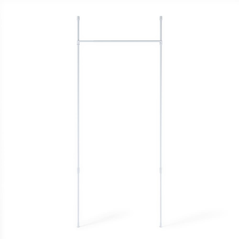 Tringle à rideaux extensible et séparateur de pièce en métal blamc