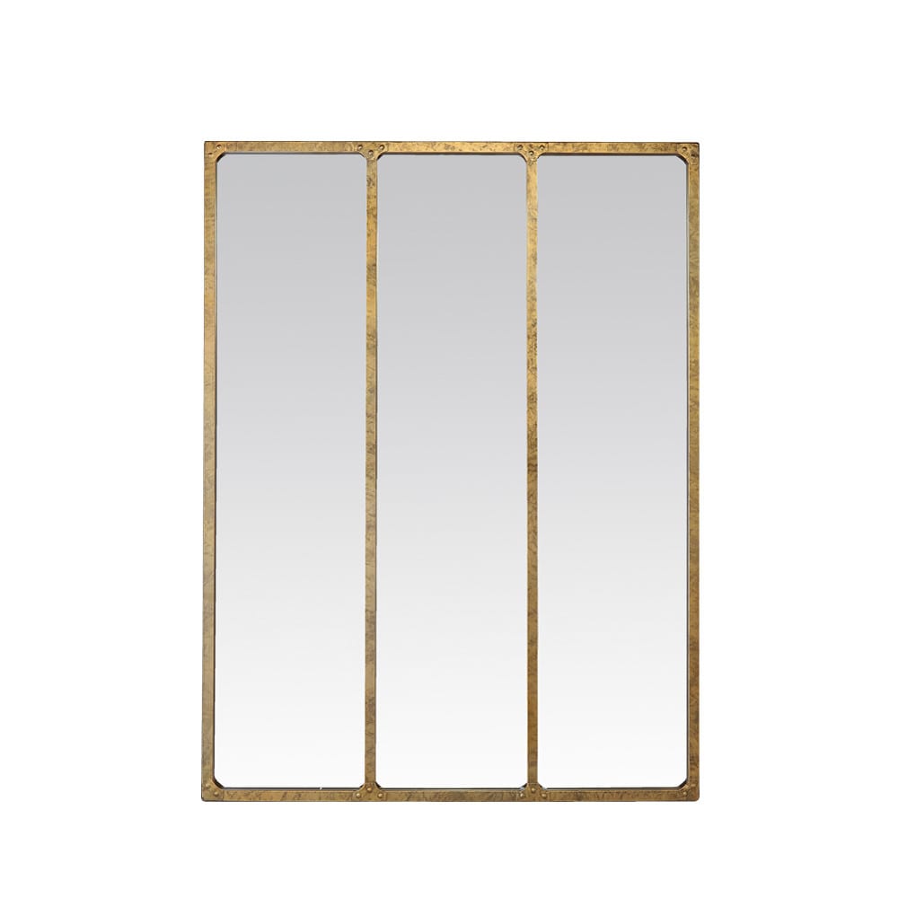 Miroir 3 bandes style industriel effet mat doré L.90 x H.120 x ep.5 cm