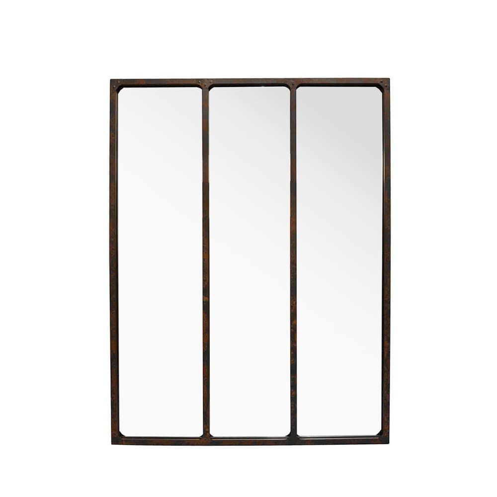 Miroir 3 bandes style industriel effet métal rouillé L.90 x H.120 x ep.10 cm Emde