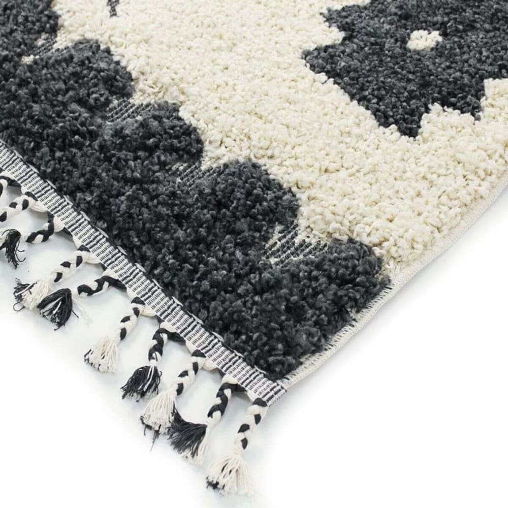 Tapis berbère à effet relief crème et gris foncé 120x170 - style bohème