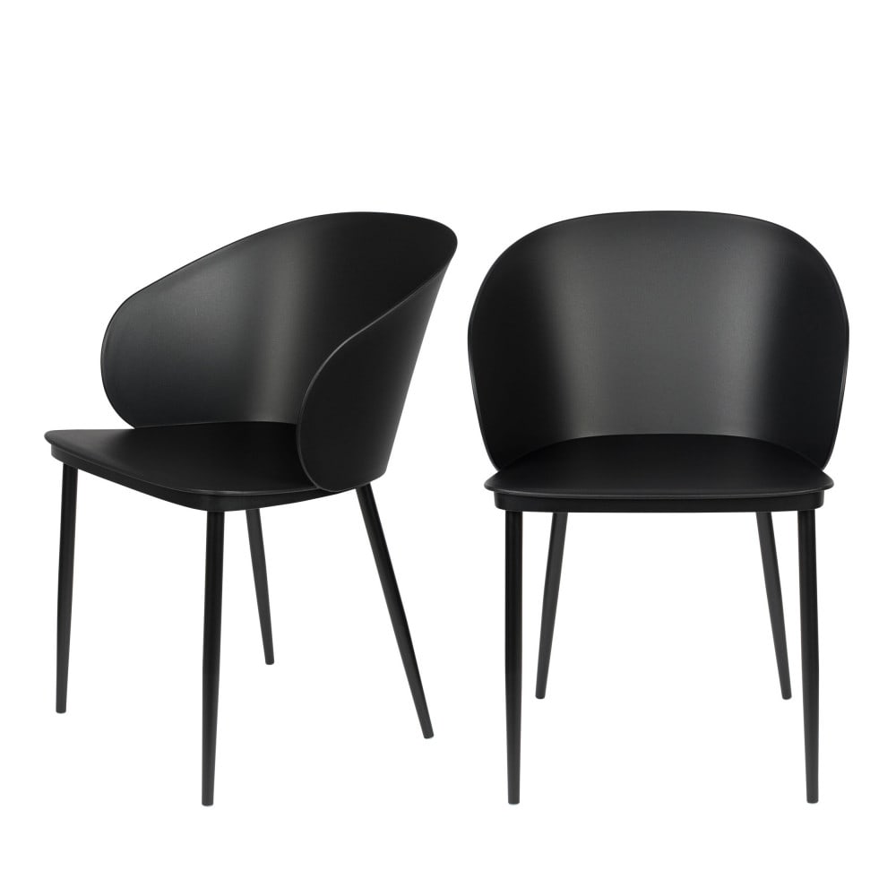 Gigi - Lot de 2 chaises en résine et métal - Noir