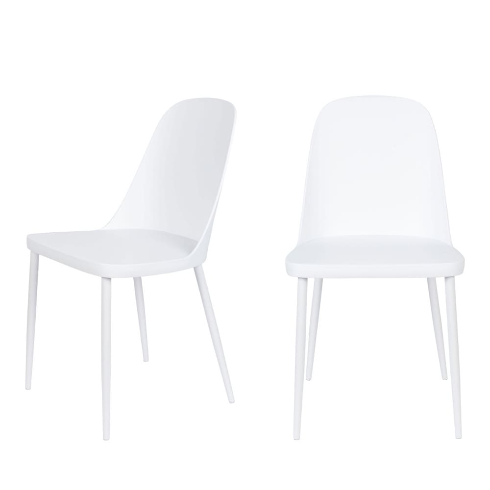 Pip - Lot de 2 chaises en résine et métal - Blanc