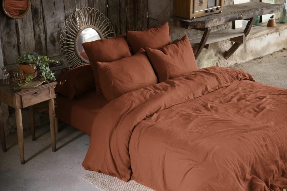 Housse De Rêve Terracotta Housse De Couette Orange Coton 200 X 200 Cm