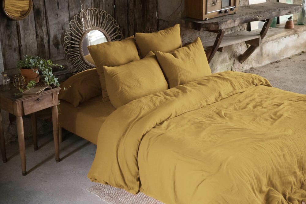 Housse De Rêve Safran Housse De Couette Jaune Coton 200 X 200 Cm
