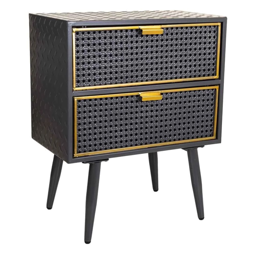 Table De Nuit Alexandra House Living Marron Noir Gris 30 X 62 X 50 Cm