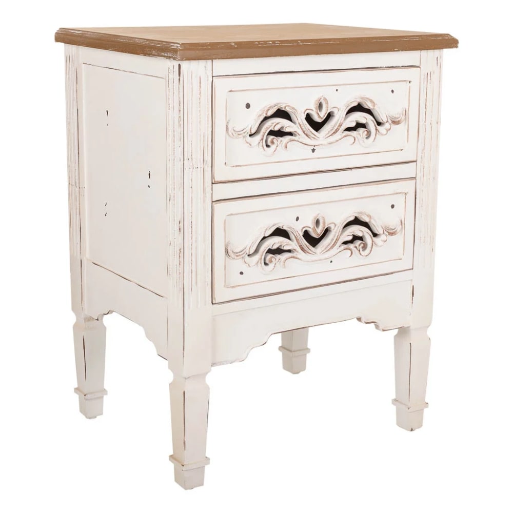 Table De Nuit Alexandra House Living Blanc 38 X 62 X 48 Cm