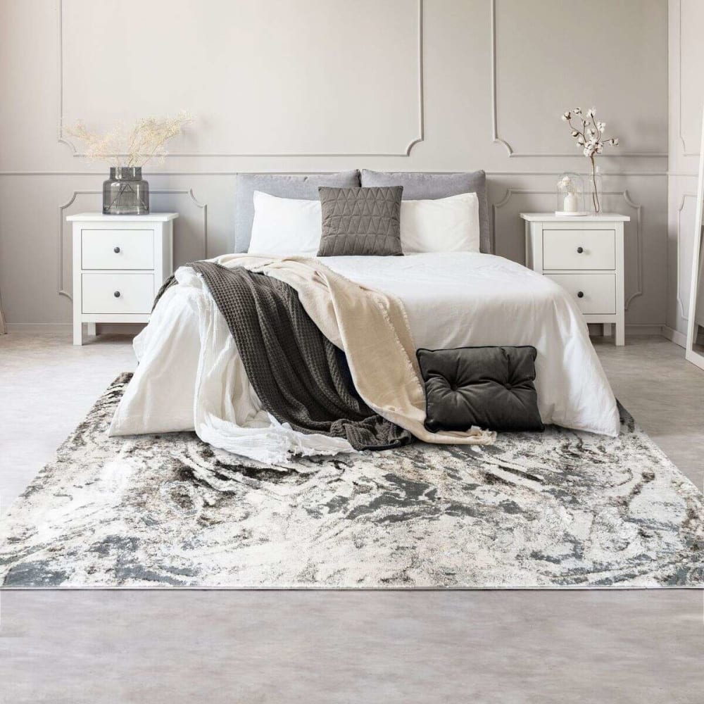 Tapis graphique effet fluide gris 120x170