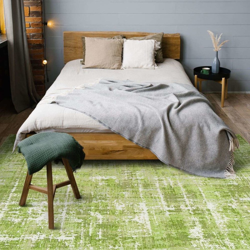 Tapis effet patiné vintage vert 120x170