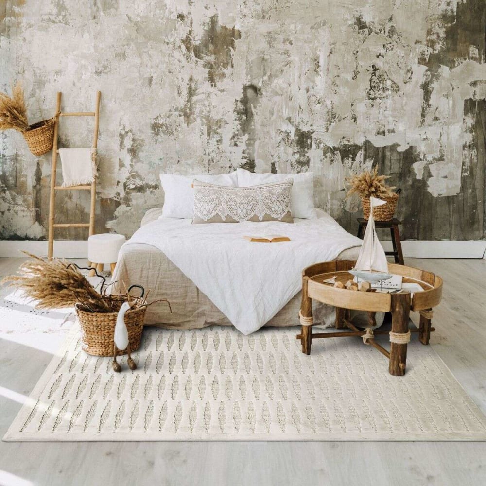 Tapis avec relief motif horizontal naturel 120x170