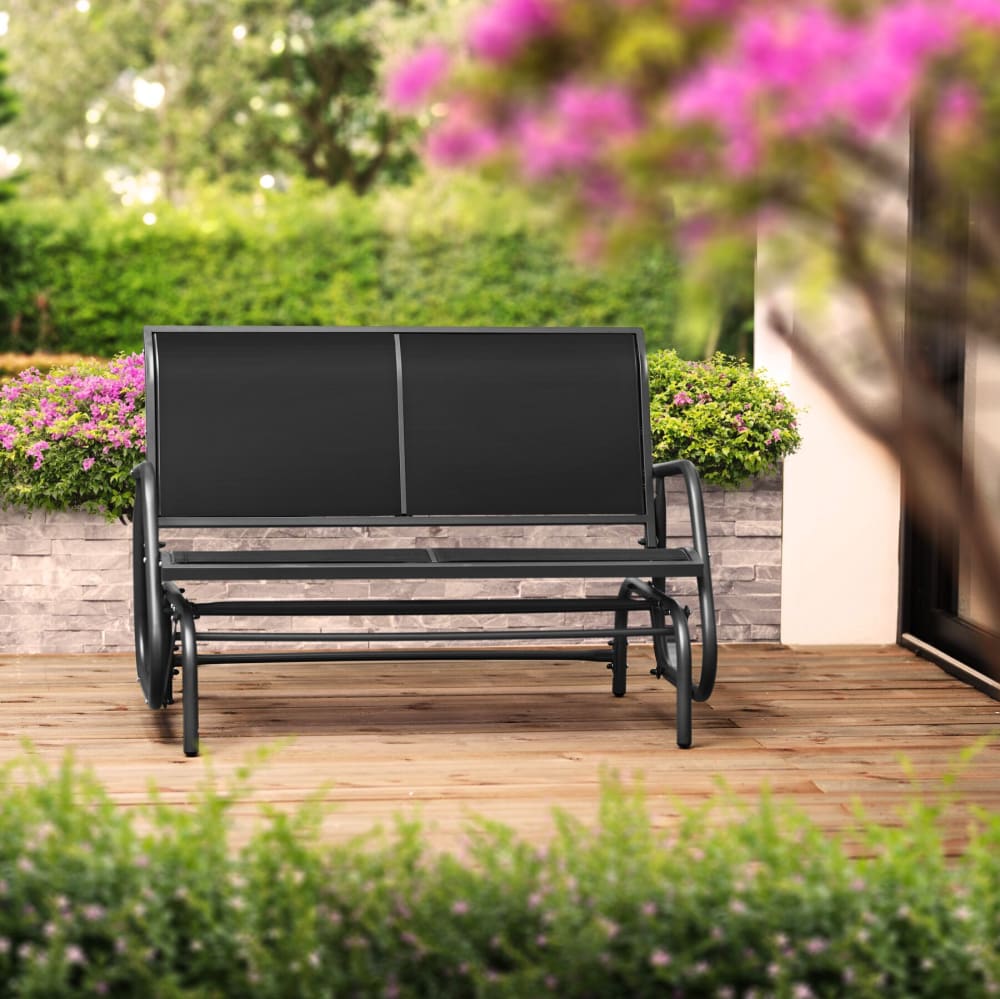 Banc à bascule 2 places 121 x 72 x 86,5 cm noir en acier