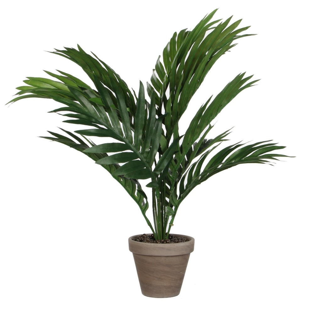 Palmier Jaune Ou Palme D'arec Pvc Avec Pot Gris D11.5cm-h45xd60cm
