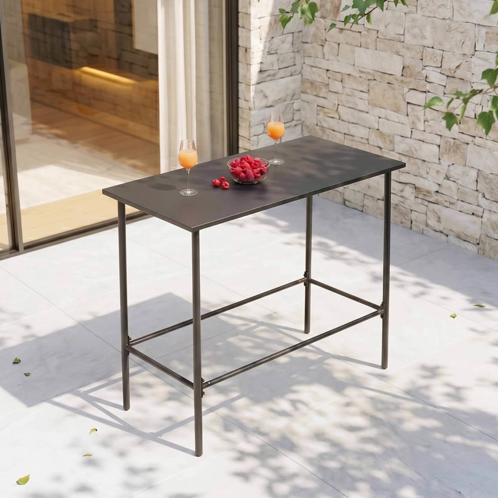 Oviala - Table Haute Rectangulaire En Acier Anthracite - 120x60x105 Cm - Pour 6 Personnes - Peinture Époxy Anti-rouille - Design Industriel Moderne