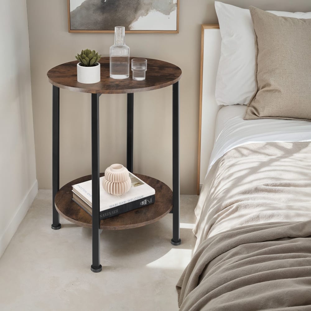 Table D'appoint 45 X 64 Cm En Panneau De Fibres Bois Foncé