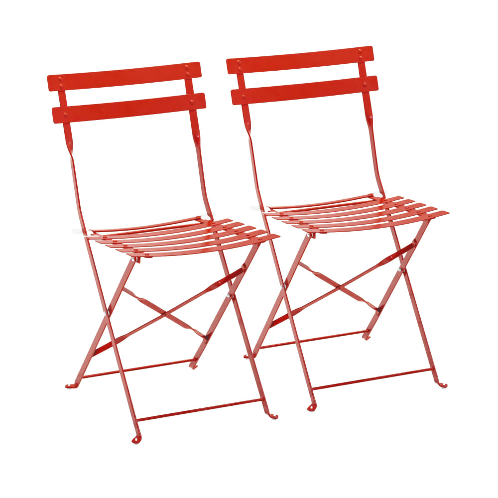 Lot De 2 Chaises Pliantes En Acier Rouges