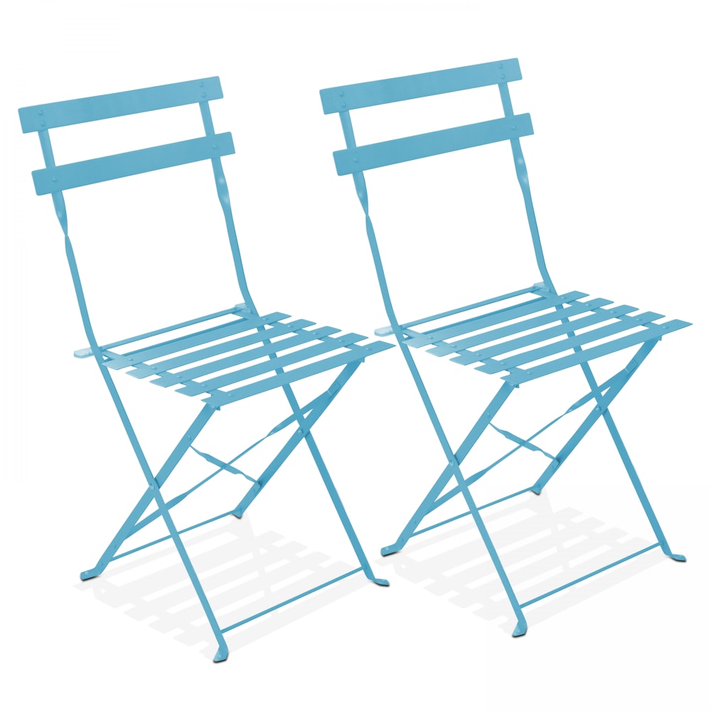 Lot De 2 Chaises Pliantes En Acier Bleues
