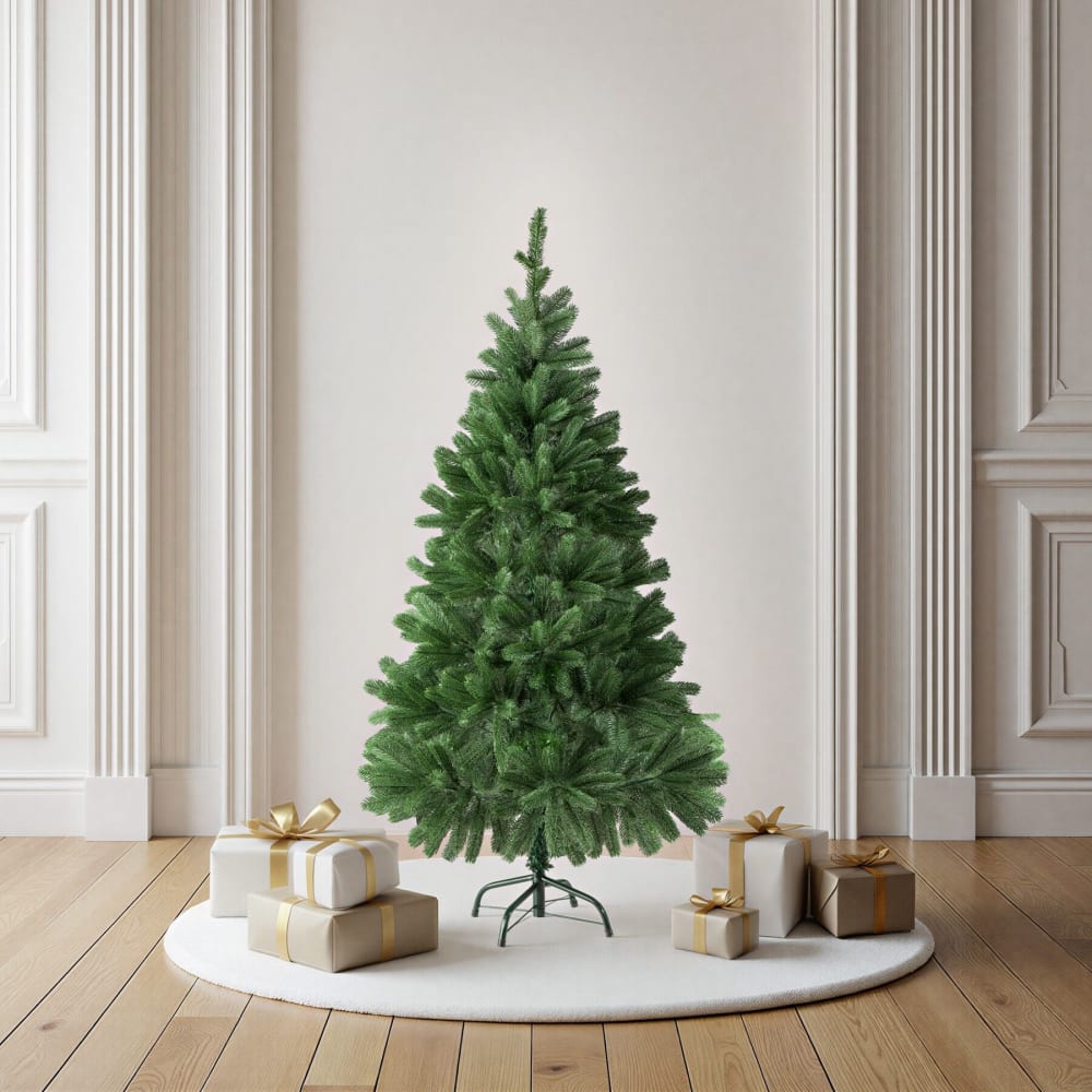 Sapin de noël artificiel en pvc 140 cm naturel vert avec 470 branches
