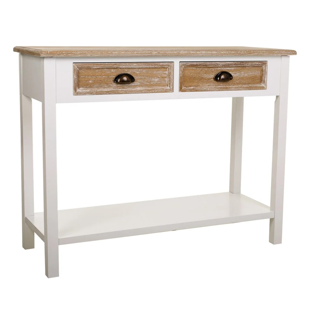 Meuble D'entrée Avec Tiroirs Alexandra House Living Blanc Pin Bois De Paulownia Bois Mdf 40 X 78 X 100 Cm