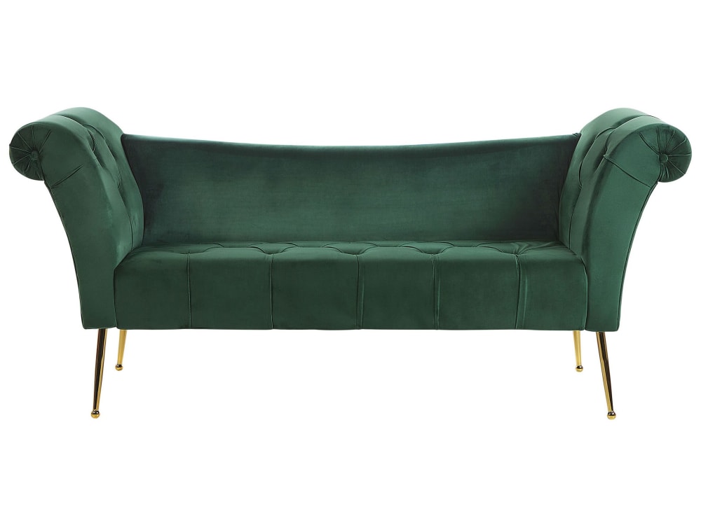 Chaise Longue Nantilly Velours Vert Foncé