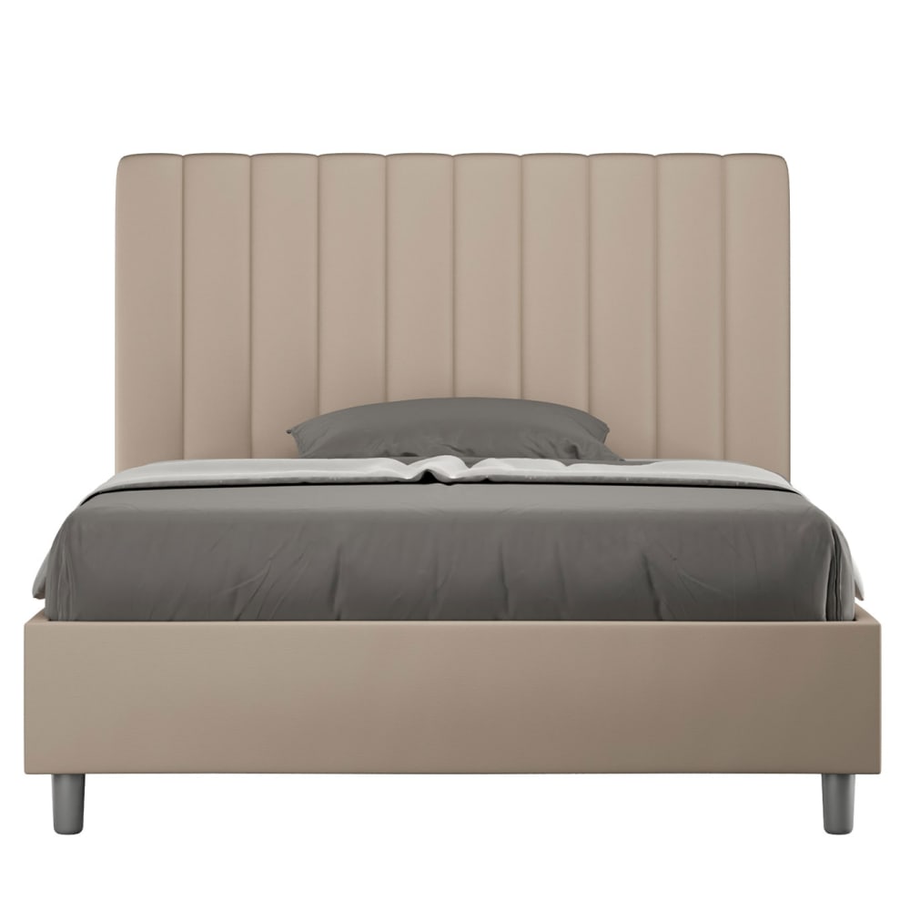 Lit 1 Place Et Demi Coffre Rembourré 120x210 Similicuir Taupe Agueda