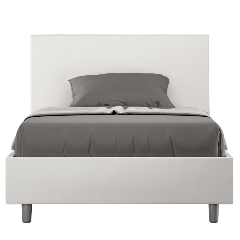 Lit 1 Place Et Demi Sans Sommier Rembourré 120x210 Similicuir Blanc Adele