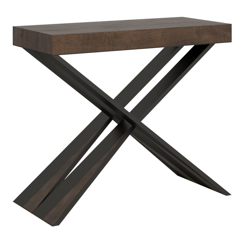 Console Extensible 90x40/196 Cm Diago Small Premium Noyer Structure Anthracite