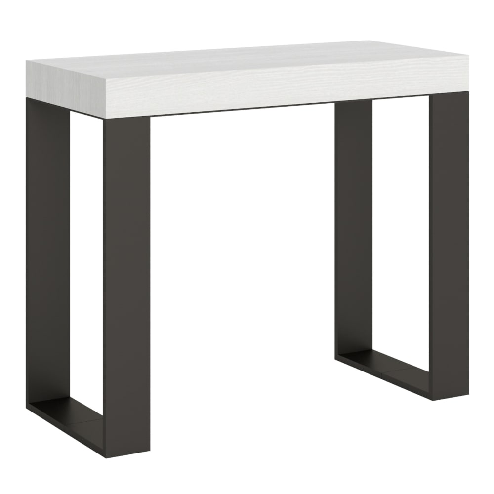 Console Extensible 90x40/300 Cm Tecno Premium Frêne Blanc Structure Anthracite