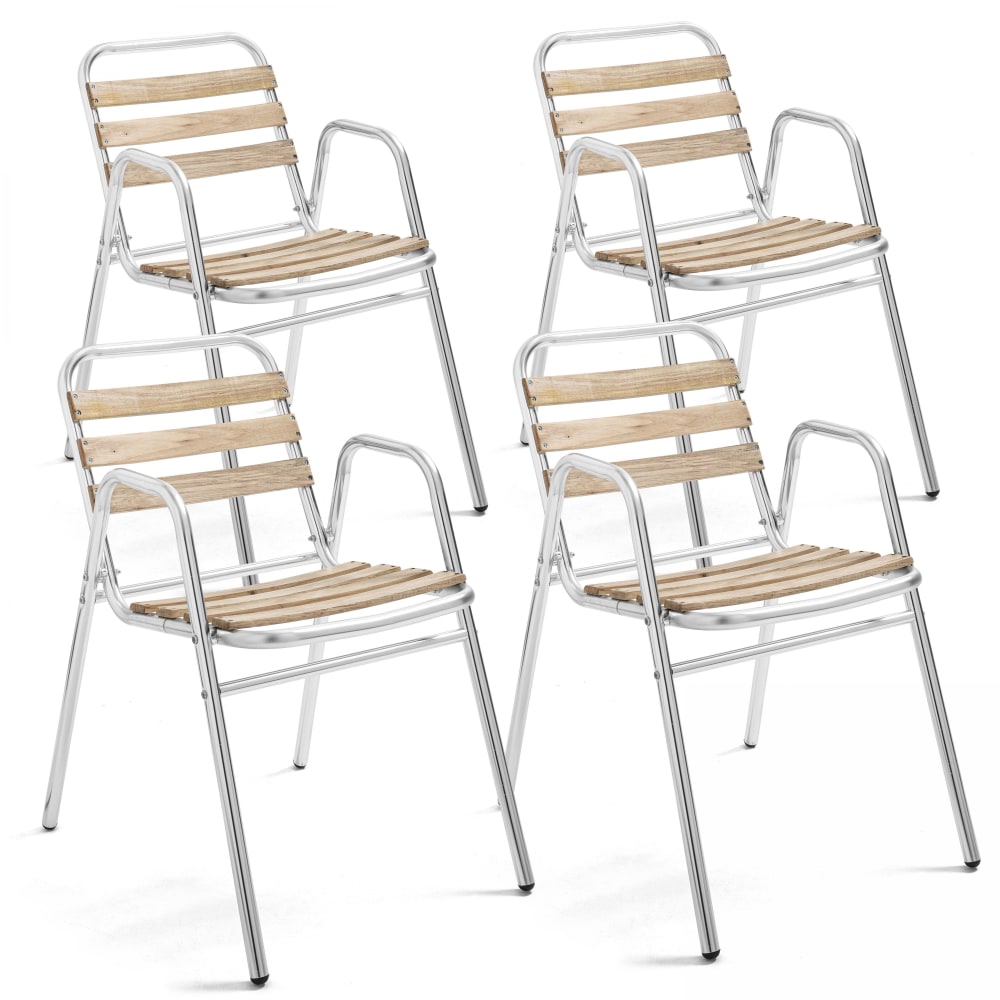 Lot de 4 fauteuils de jardin aluminium gris Oviala