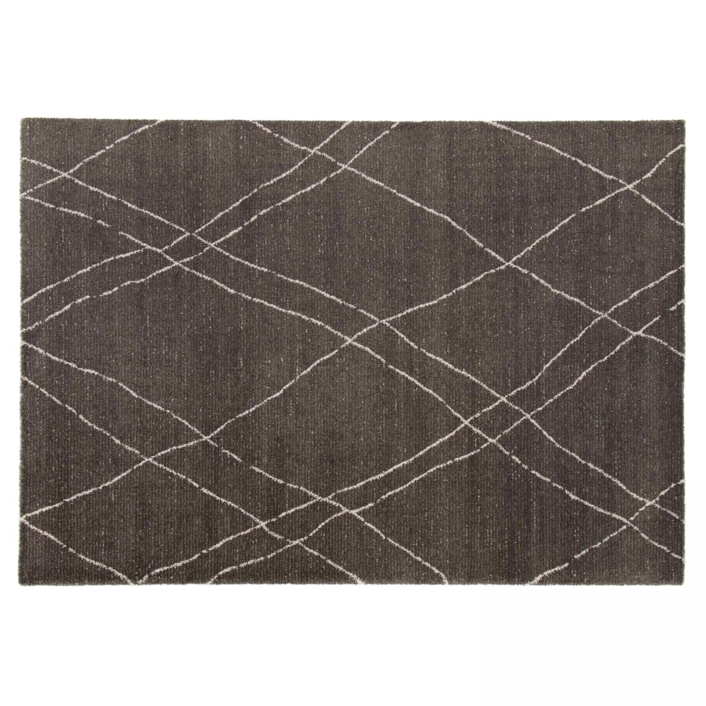 Tapis rectangulaire motif berbère gris anthracite 200 x 290 cm Oviala