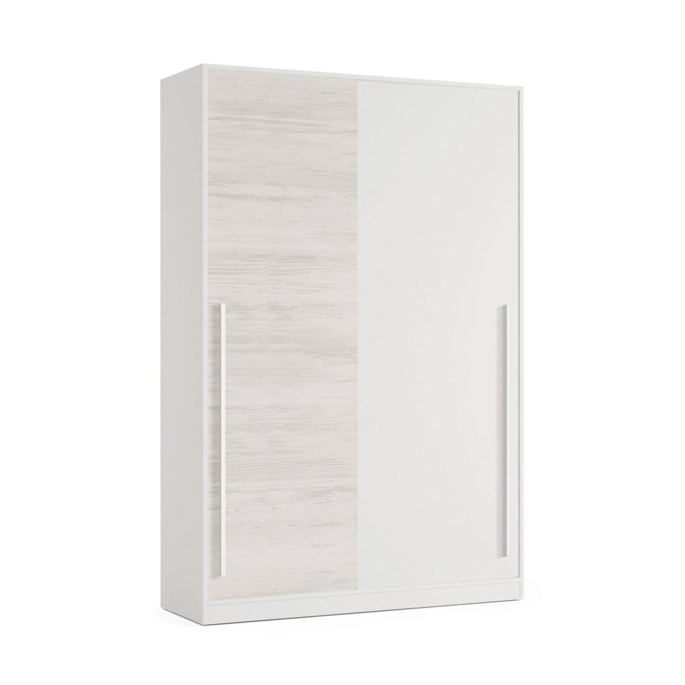Armoire 2 Portes Effet Bois Blanc Antique 120x50 Cm