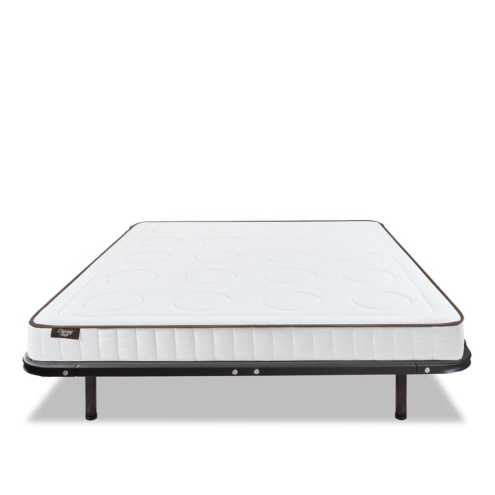 Ensemble Cristal 180x200 cm Matelas Mousse + Sommier Métal - Blanc