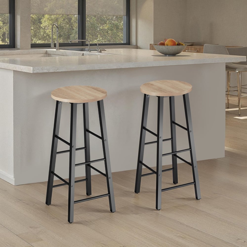 Lot De 2 Tabourets De Bar En Panneau Aggloméré 72,5 Cm Bois Clair
