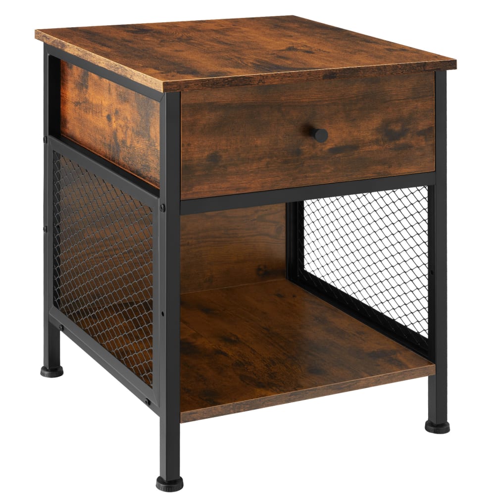 Table De Chevet Style Industriel 45 X 46 X 555 Cm Bois Foncé