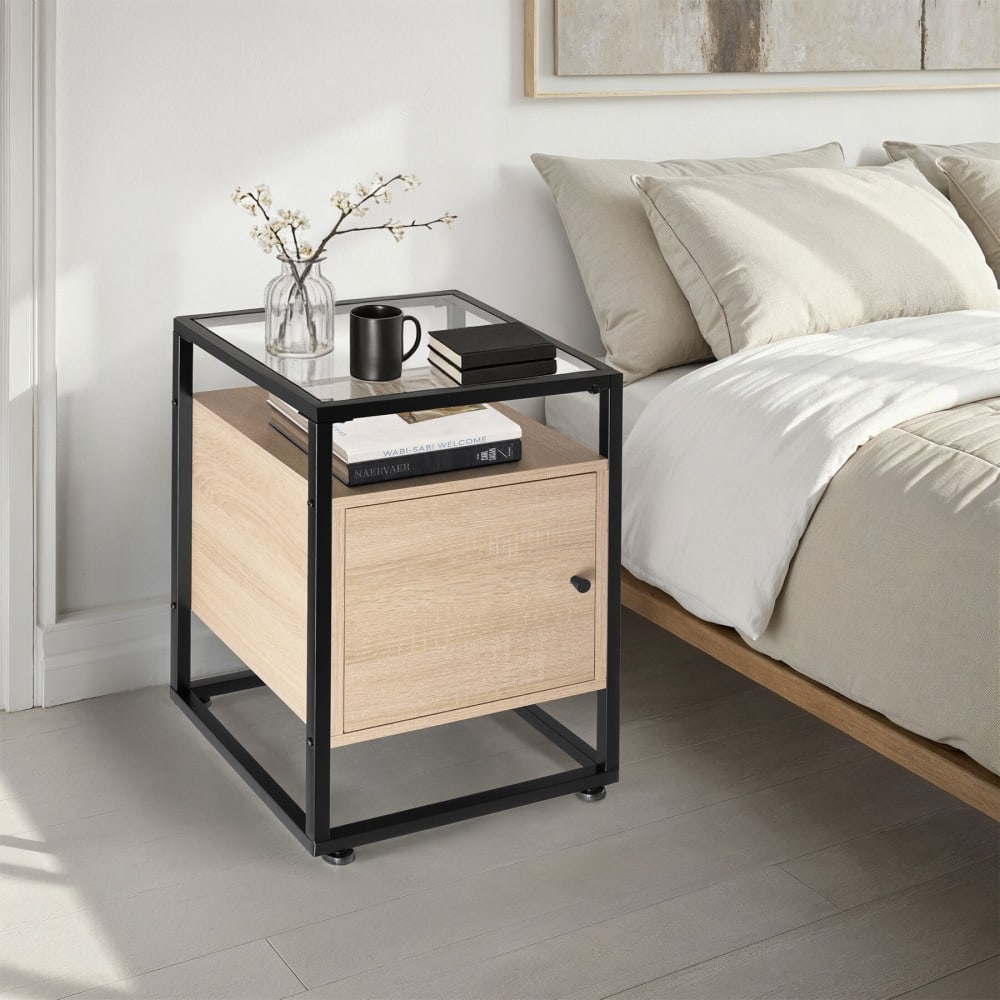 Table De Chevet Style Industriel 40 X 43 X 605 Cm Bois Clair
