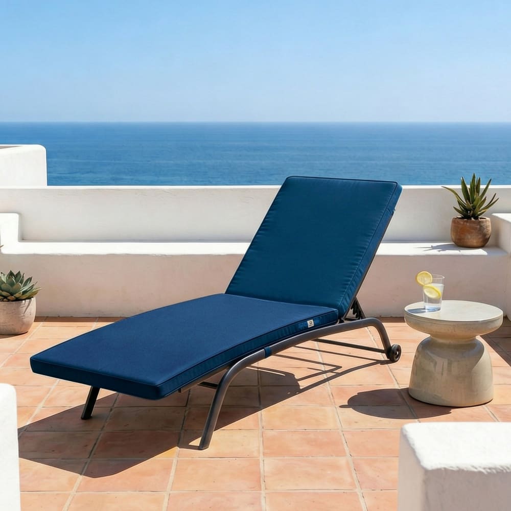 Matelas Bain De Soleil 185x60 Bleu Pétrole - Déhoussable & Imperméable (transat)