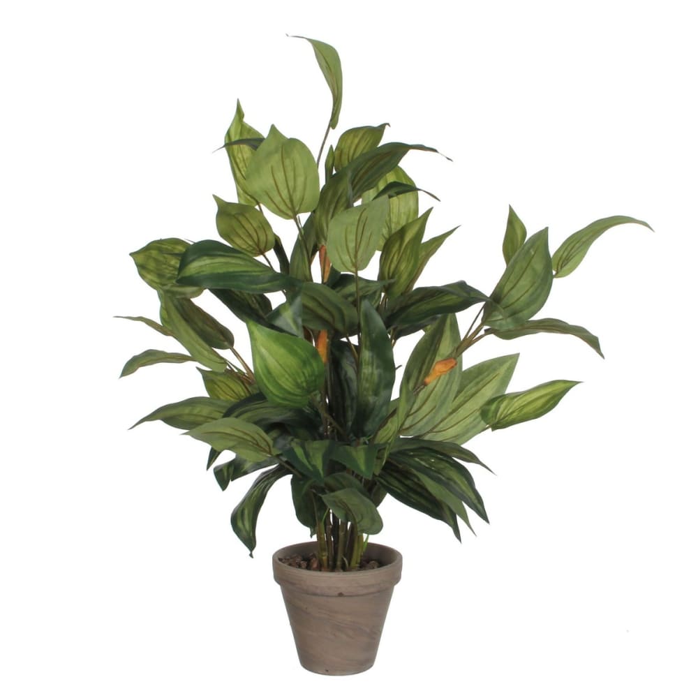 Hosta Artificiel Vert En Pot Gris
