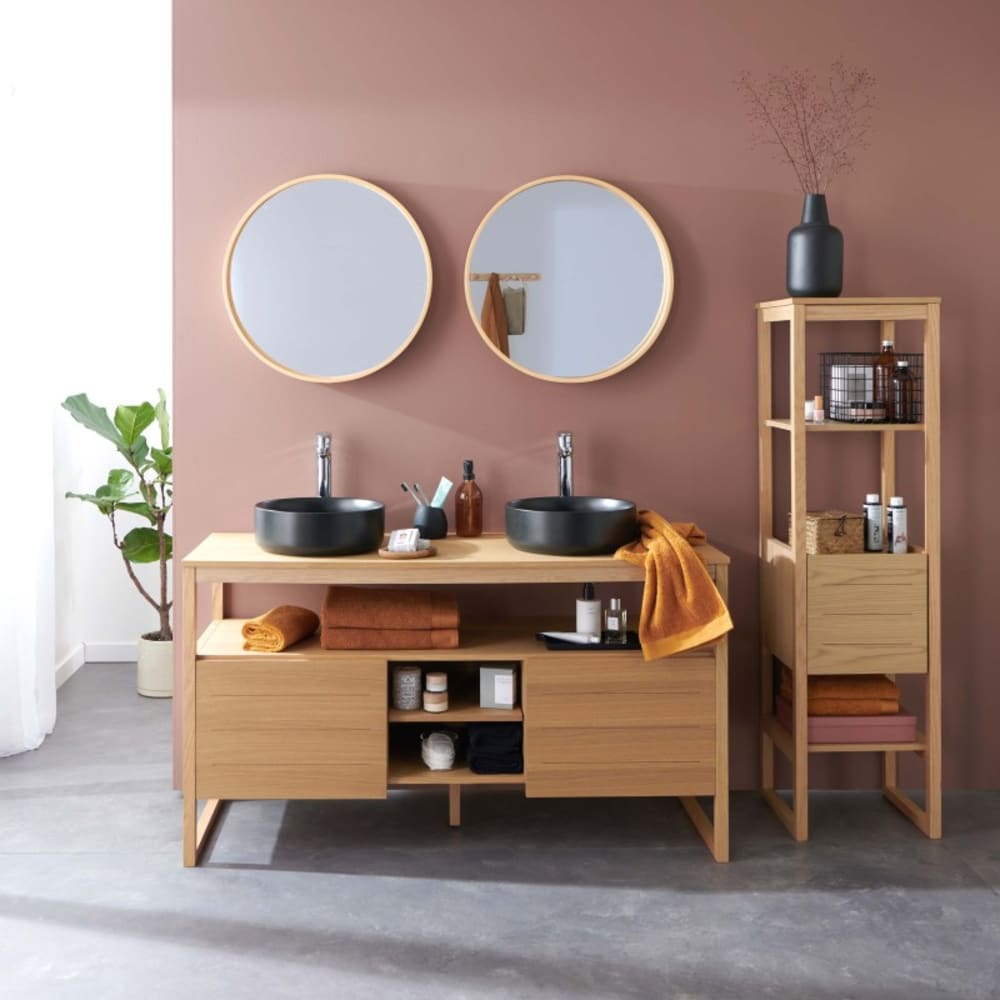 Meuble double 140cm + vasque +miroir+colonne atoll