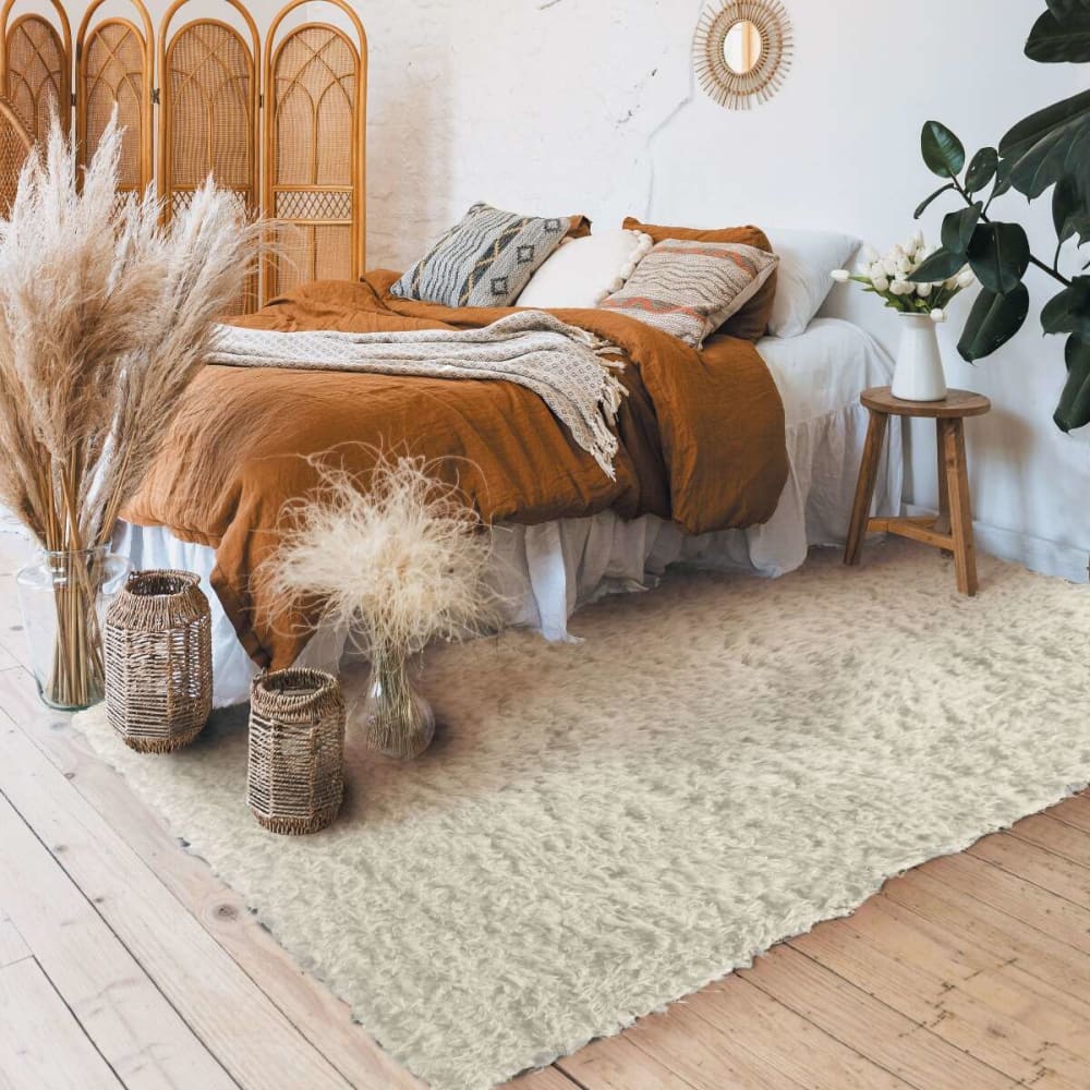 Tapis tout doux imitation fourrure beige 120x170
