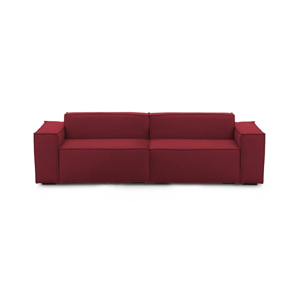 Canapé Fixe 3 Places Argo, Déhoussable 260x95 cm Rouge