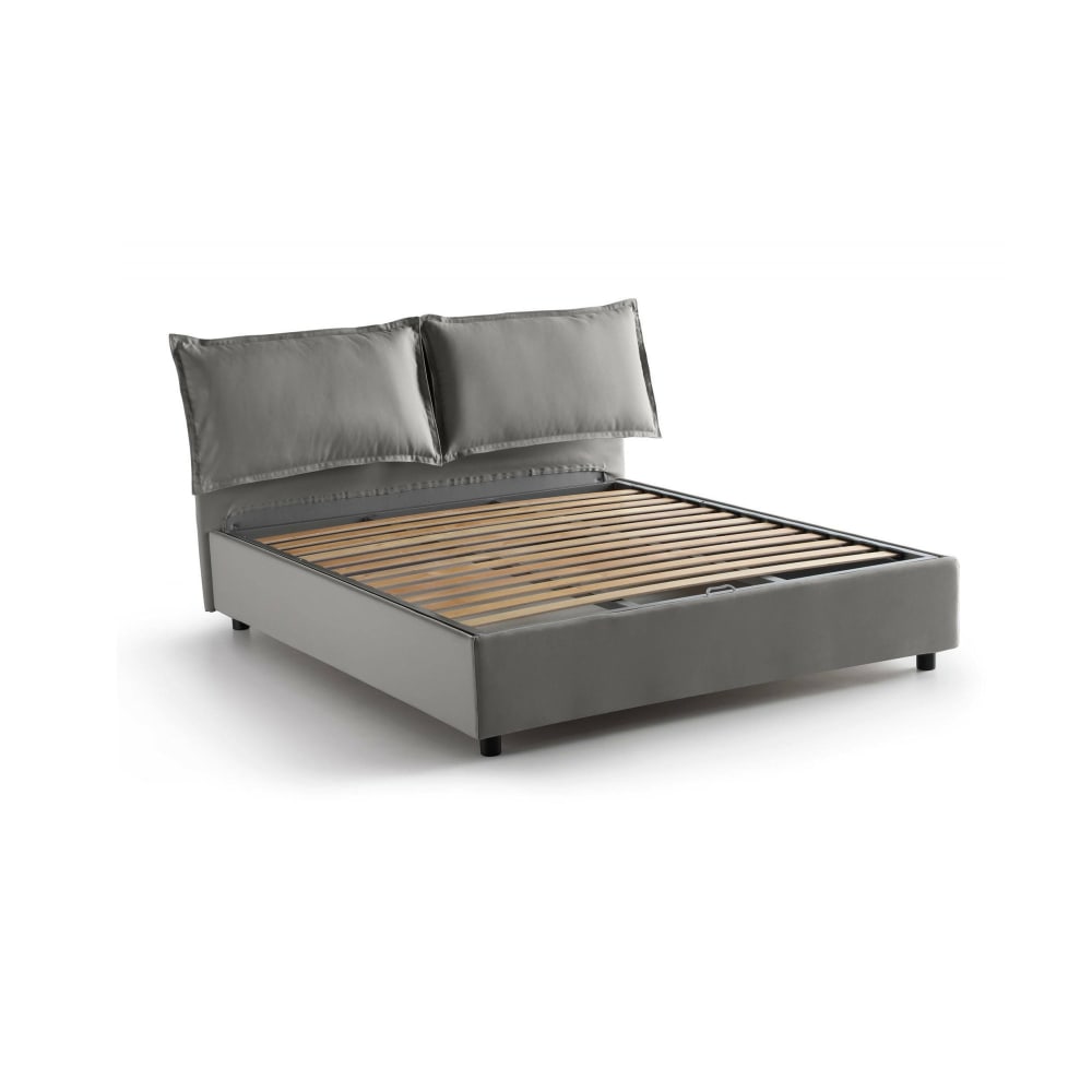 Lit Double En Tissu Gris 160x190 Cm