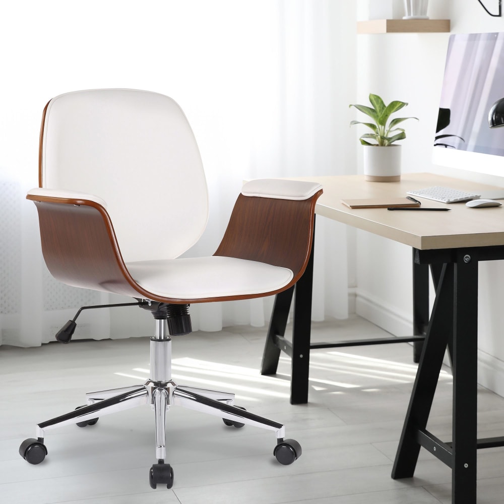 Chaise De Bureau En Simili Cuir Kemberg Noyer/blanc