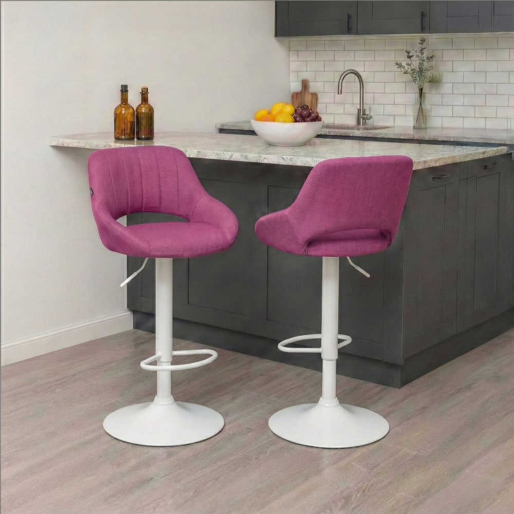 Tabouret De Bar Milet Tissu Blanc Violet