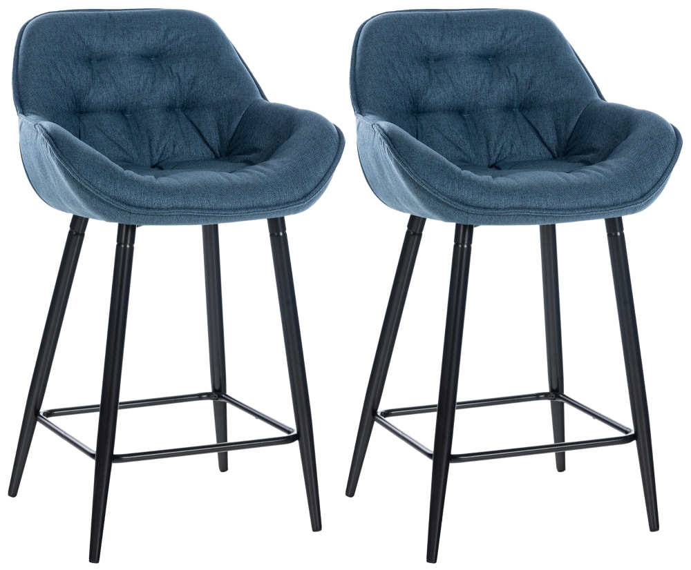 Lot De 2 Tabourets De Bar Gibson Tissu Bleu