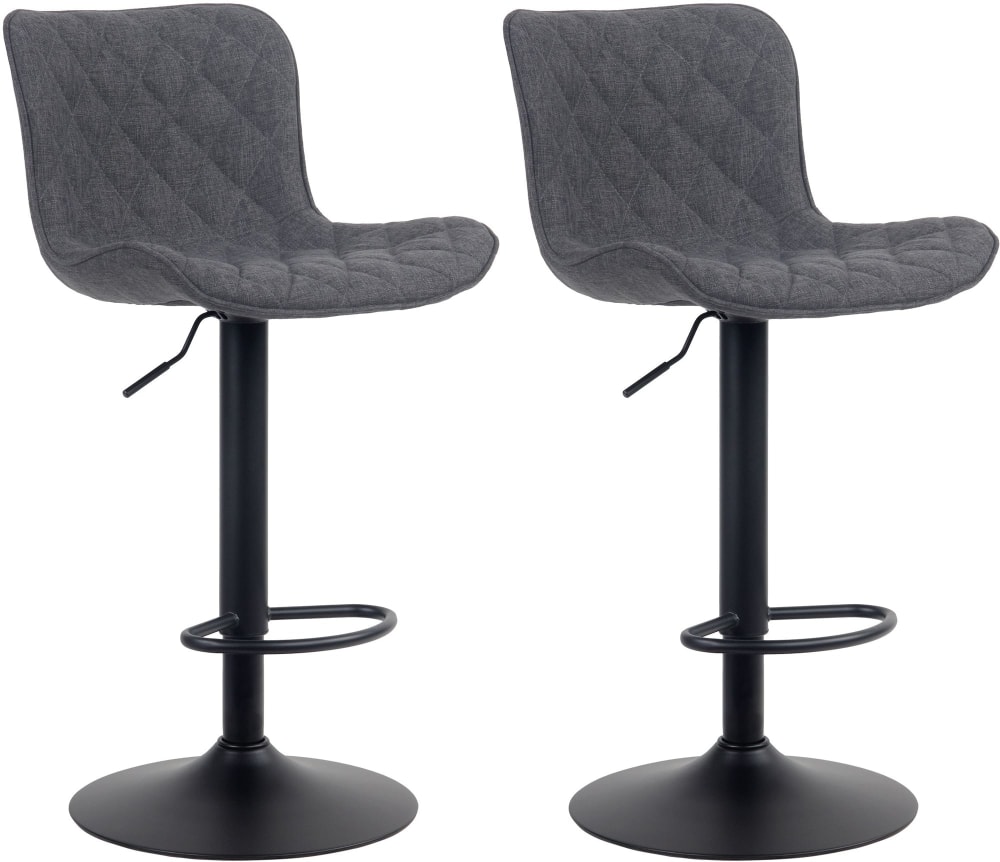 Lot De 2 Tabourets De Bar Emma Tissu Noir